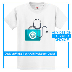 Personalised White Tee With Your Own Profession Design Print On Front